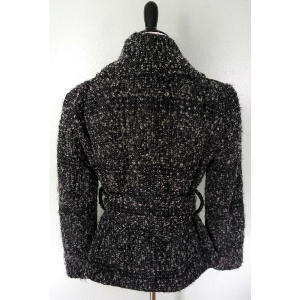 Zara Basic Black Gray Belted Wool Blend Coat - image 2